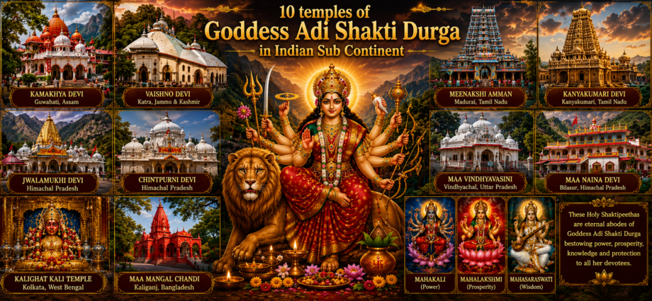 10 temples of Goddess Adi Shakti Durga in India